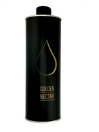 Large and slender 1L tin containing mild Golden Nectar, Organic, Extra Virgin, Olive Oil