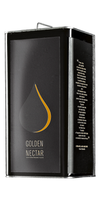 Huge square 5L tin containing Golden Nectar, Organic, Extra Virgin, Olive Oil