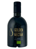 Medium sized 500ml bottle of Picholine Golden Nectar, Organic, Extra Virgin, Olive Oil with dark glass container 